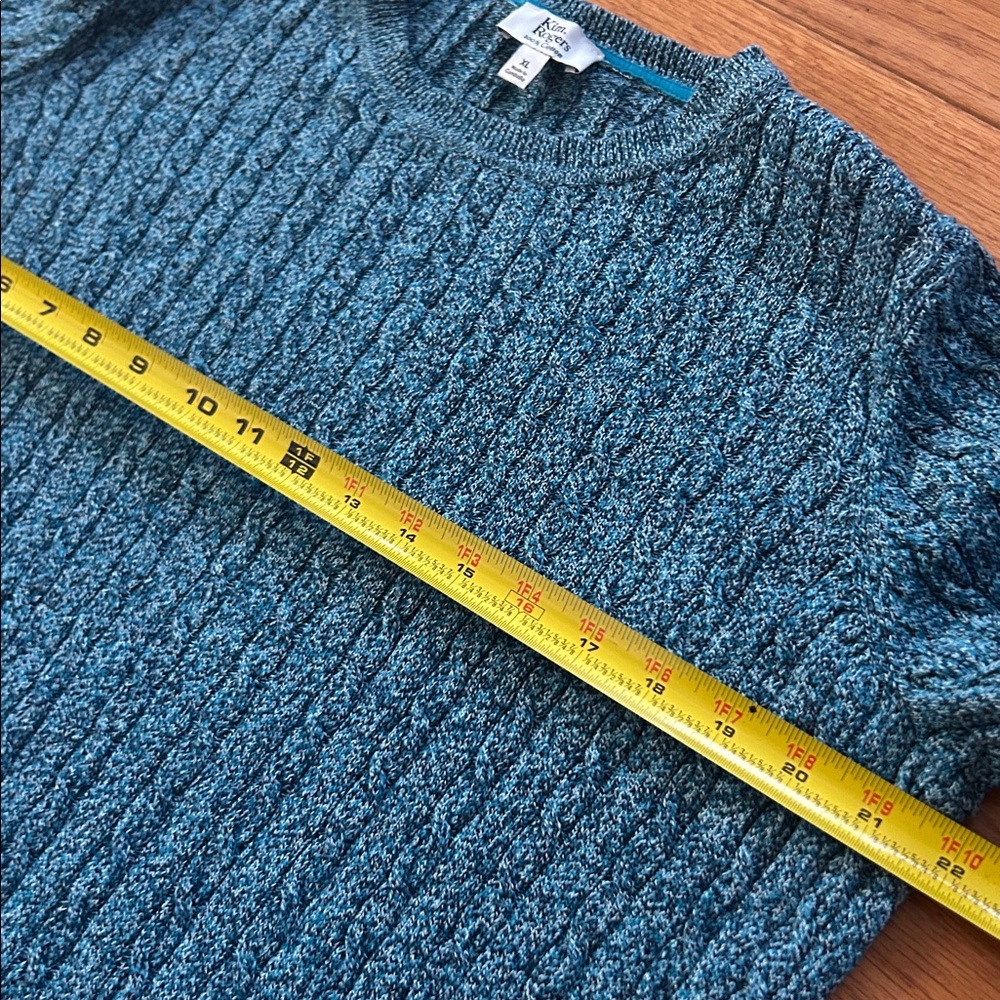 Kim Rogers Blue Marbled Cable Knit Cotton Sweater XL - Picture 6 of 7